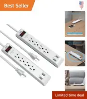 2-Pack Surge Protector Power Strip - USB Charging - 4-Foot Cord - ETL Listed