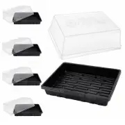 5-Set Plastic Seed Starter Trays with Humidity Domes for Germination