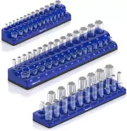 Olsa Tools Magnetic Socket Organizer | 3 Piece Socket Holder Kit | 1/2-Inch, 3/8
