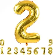 UKKQES 81CM Gold Large Numbers Balloons0-9,Number 0 Digit Helium Balloons,Foil Mylar Big Number Balloons for Birthday Party Supplies Decorations (2)