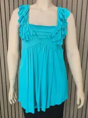 Autograph Ladies Sleeveless Frilled Top sizes 14 18 20 Colour Lagoon