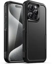 JETech Case for iPhone 15 Pro 6.1-Inch, Heavy Duty Dual-Layer Rugged Protection, Shockproof Protective Tough Phone Cover with Matte Back (Black)