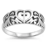 Filigree Cross Heart Love Ring 925 Sterling Silver NEW