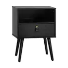 NNEED 2X Bedside Tables with Leather Handle Black