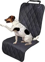 Car Dog Front Seat Cover, Seat Covers for Dogs Cats, Seat Protector with No-Skirt Design, Nonslip Scratchproof Waterproof Washable Pets Front Seats Covers for Cars Trucks SUVs Vans (Black)