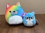 Squishmallows Rhett 8” Dog Plush NWT Rainbow Bulldog New 5” Meg Set