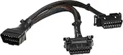 iKKEGOL 30cm 16 Pin OBD2 OBDII J1962 Y Cable Cord Splitter Extension 1x Male to 2X Female Braid Connctor 12"