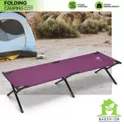 Purple Foldable Camping Cot Portable Oxford Reclinable Military Bed w/Carry Bag