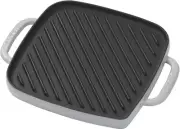 Emeril Lagasse Enameled Cast Iron Reverisble Grill Griddle with Press Grey NEW