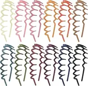 Duufin 12-Piece Plastic Zig Zag Headbands with Teeth, Non-slip Colorful Teeth Comb Headbands for Girls & Women