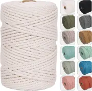 4mm Natural Cotton Macrame Cord for Wall Hangings and Crafts, 109 Yards