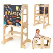 Toddler Step Stool Adjustable Kitchen Standing Tower W/ Chalkboard Kids Activity