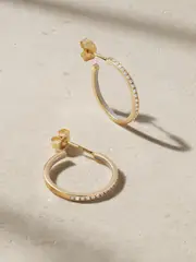 [Alison Lou] Alison Lou - Small Linear 14-karat Gold, Diamond And Enamel Hoop Earrings - Blue - One size One size Blue
