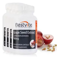 在飛比找PChome24h購物優惠-【美國BestVite】必賜力葡萄籽精華膠囊4瓶組 (90顆