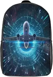 [WUSHAUALNS] School Bags Passenger Aircraft Backpacks Kids School Backpack School Bag 3D Printed Cartoon Anime School Bags for Boys Elementary and Middle School Students 17inch