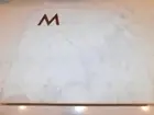 WILLIAMS SONOMA MARBLE CHEESE BOARD WITH "M" MONOGRAM HAND CRAFTED NEW