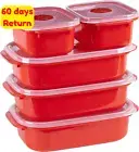 Microsafe Oblong Container Set Red Pack of 5 Microwave Safe Food Storage