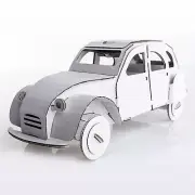 Leolandia Fold-up Cardboard WHITE Tin Snail Car DIY 3D Puzzle Model Building Kit