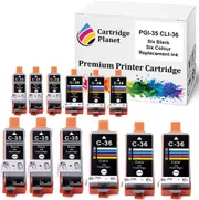 12 Pack (6BK,6C) Compatible Ink for Canon PGI-35BK CLI-36C PGI35BK CLI36C for Canon IP100 IP110 TR150