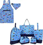 COLORFUL CANDY STYLE NT902700 Kindergarten Entrance School Entrance 6-Piece Set, Lesson Bag, Shoe Case, Drawstring Bag, Gymnastics Clothes Bag, Bento Bag, Cup Bag, Small Storage, Back Cloth Apron,