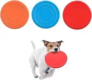 Dog Frisbee, 3 Pack Soft Rubber Flying Discs, 7 Inch Interactive Dog Toy, Floating Durable Dog Toys for Outdoor Beach Pool Play, Throwing, Training and Exercise, (Blue, Orange, Red)