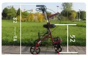 Folding Shopping Scooter For The Elderly Portable Trolleys With Four Wheels Can Be Pushed And Seated To Buy Vegetables Red