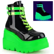 Demonia Shaker-52 Gothic Cyber Punk Platform Boots UV Neon Green