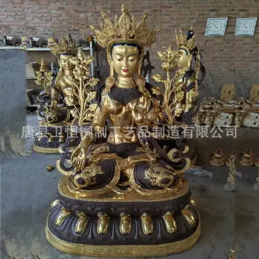 珍品旧蔵* 清代 居家供奉 銅拓金 綠度母 佛教 佛像