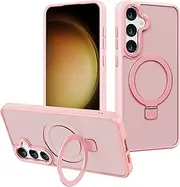 Magnetic Case Compatible with Samsung Galaxy S22 Plus,Translucent Matte Back Non-Slip Phone Cover Protective Shockproof with Stand,Pink