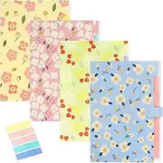 Rustark 4Pcs A4 Floral Print Expanding File Folders 5 Pockets Cute Accordion Folder with Labels Portable File Organizer for Letter Size Document Paper Home School Office Supplies