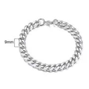 Cuban Link Silver Chain Heavy Bracelet - 9mm