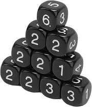 20 Pcs 6 Sided Number Dice, Round Corner Polyhedral Dice, Polyhedral Dice Role Playing Dice for Numeral Teaching Board Games, DND RPG Wow Table Games（Black 16mm）