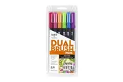 6pc Tombow Dual Brush Fine Pen Marker Water-Based Sketching Drawing Set Bright