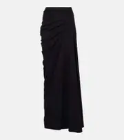 [Dries Van Noten] Dries Van Noten Draped cotton jersey maxi skirt AU 10 black