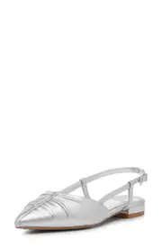 Vince Camuto Agnes Pointed Toe Slingback Flat in Lux Silver at Nordstrom, Size 9