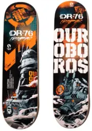 Dragon76 Dekai DR76 Skateboard Deck - Orange Full Body & Ourboros Helmet Set
