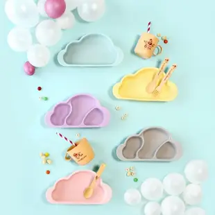 【韓國 MOTHERS CORN】雲朵分隔矽膠餐 櫻花粉(夢幻矽膠餐盤)