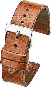 [STUNNING SELECTION] Alpine Hand Made Genuine Vintage Leather Watch Strap with Quick Release Steel Spring Bars - Black, Brown and Tan in Sizes 18mm, 20mm, 22mm, 24mm (fits Wrist Size 6 1/4 inch to 8 inch)