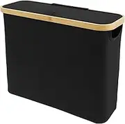 Toilet Paper Storage Basket, Large Capacity Toilet Paper Organizert for Bathroom, 12 Rolls Compatible, Foldable Toilet Paper Holder Dispenser with Side Window, Toilet Paper Bin for Home (Black)