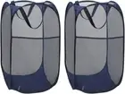 2 Pack Foldable Pop Up Mesh Laundry Baskets Large Storage Bin Toy Organizer Blue