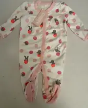 NWT Infant Girls 3-6 mo Gymboree ANIMAL FRIENDS Bunny Rabbit Cotton SLEEPER 1pc