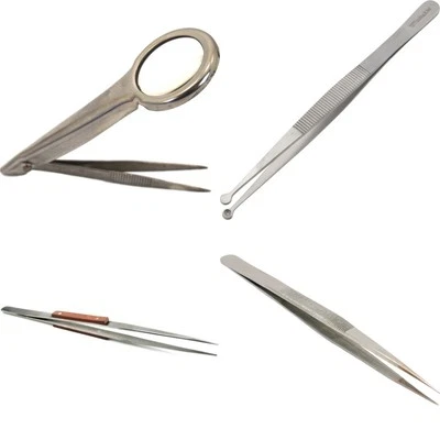 Jewelry Loupe 6X Magnifying Glass Tweezers Beading Craft Repair Tool 8"