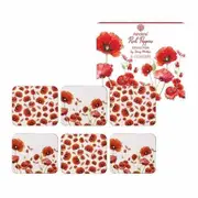 Ashdene Dining Kitchen Red Poppies Cork Back Coasters Set 6