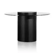 Lamar 1.2m Grey Glass Round Dining Table - Black