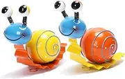 Cruis Cuka Metal Garden Decor Cute Snail Yard Art Outdoor Lawn Patio Ornament Fence Decorations for Outside - Set of 2(Yellow,Orange)