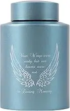 Medium Urns for Human Ashes Up to 60 Cubic Inches Medium Sized Urns for Ashes Adult Male Female Keepsake Cremation Urns for Ashes Stainless Steel (Angel Wings, Blue)