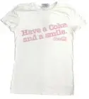 COCA-COLA COKE GENUINE WHITE LOGO RETRO HAVE A COKE AND A SMILE LADIES SHIRT 8