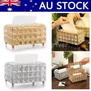 European-style Square Crystal Tissue Box Home Bar KTV Table Decor Gold/Silver OZ
