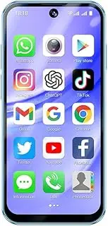 Mini Mobile Phone 4G Smartphone, 3.88 Inch Full Screen Smartphone Android 12, Dual SIM, Face Recognition, GPS, OTC,Google Play Unlocked Phone (Blue, 64, GB, GB, 4)