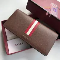 在飛比找蝦皮購物優惠-Bally Taliro 紅栗色皮革歐式長錢包